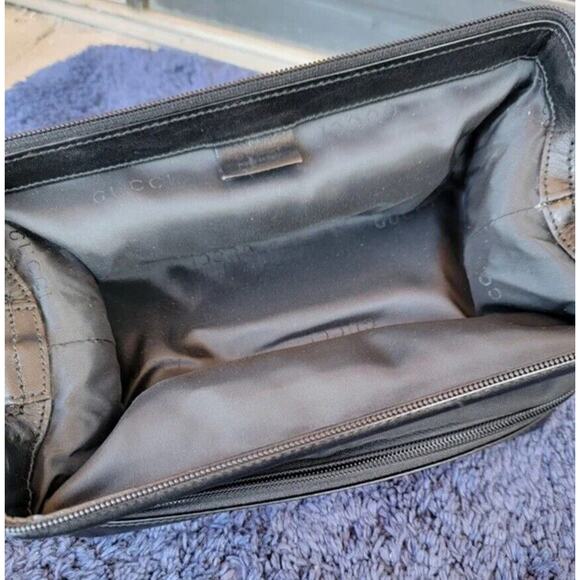 NEW Authentic GUCCI Black Cosmetic Pouch Travel Case Nylon Leather Unisex - Picture 7 of 7